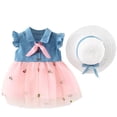 thumbnail image 2 of Babcutegg Cute Denim Skirt With Floral Mesh Overlay, Sleeveless Cowboy-Style Dress And Matching Hat For Young Girls Pink Size 6, 2 of 6