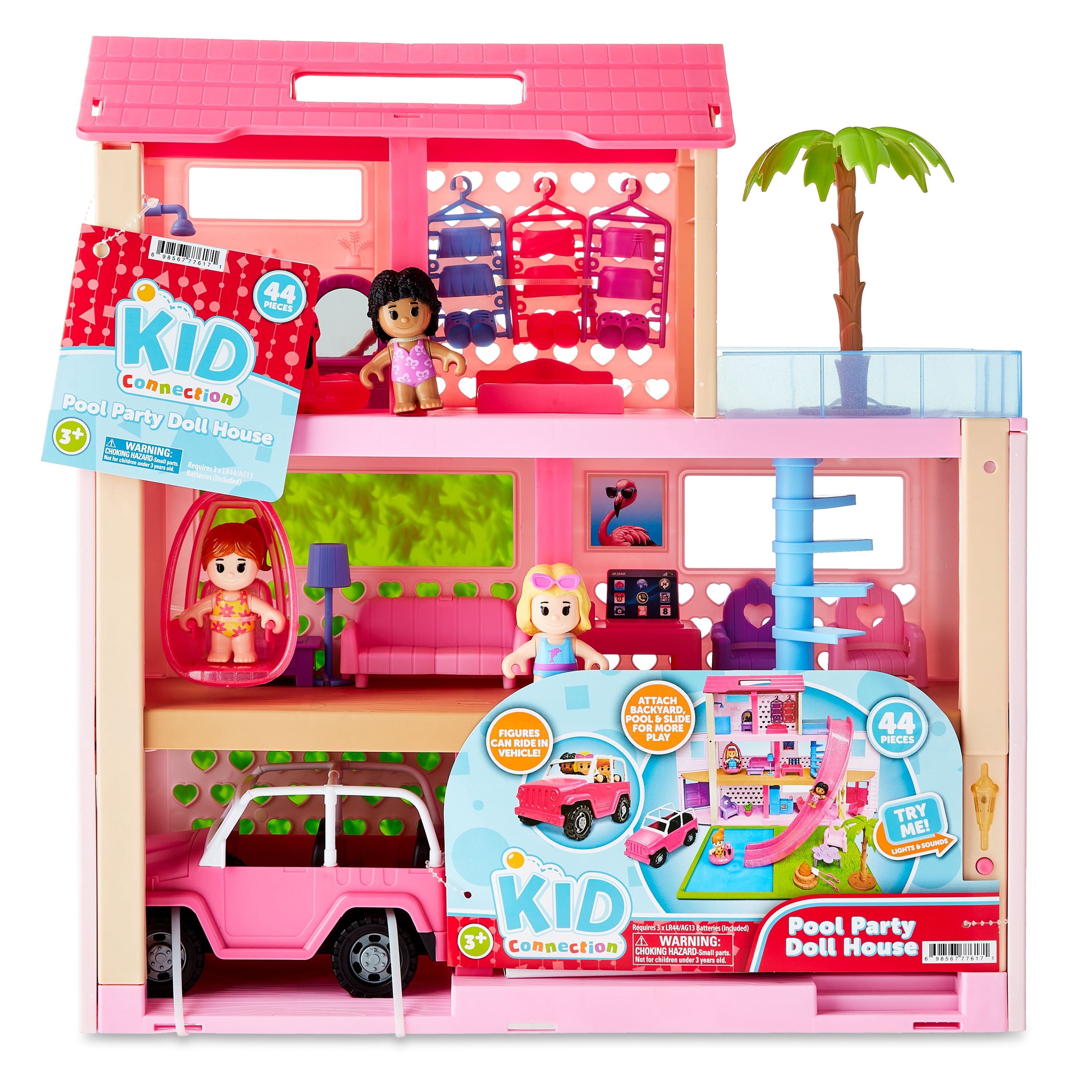 Kid Connection Pool Party Dollhouse Playset, 44 Pieces, Ages 3+