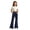 Navy, variant on Ticikt Girls Solid Color Flared Pants, High Waist Double Pockets Stretch Bootcut Trousers Casual Kids Bell Bottom Daily Pants,Black
