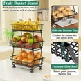 thumbnail image 5 of 3-Tier Rolling Pantry Floor Organizer and Storage Cart with Wheels, Stackable Wire Pantry Baskets for Pantry Shelves, Kitchen Fruit Basket Stand and Storage Rack for Fruit Snack Onion Potato, 5 of 9