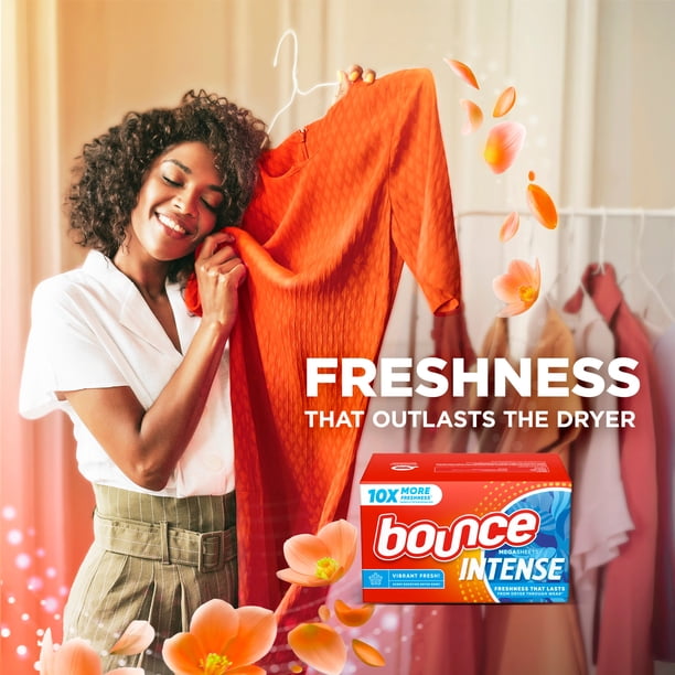 Bounce Intense Dryer Sheets, Vibrant Fresh Scent, 60 Count