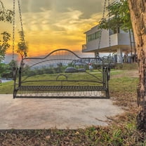 GoDecor Metal Porch Swing Chair Hanging Bench Chair 2-Person LoveSeat Yard Deck (Stand Not Included)