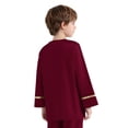 thumbnail image 2 of Hansber Kids Boys Liturgical Worship Praise Dance Top Metallic Color Block Long Sleeve Pullover Shirts Dancewear Burgundy 8, 2 of 7
