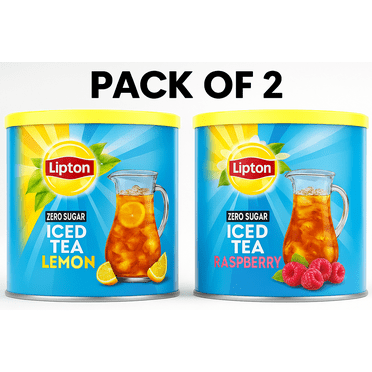Lipton Diet Zero Sugar Iced Tea Variety Bundle – Lemon & Raspberry Flavors, 10 Quarts Each, 2-Pack (Total 20 Quarts) | Black Iced Tea Powder, No Sugar, Kosher, Diet, Refreshing Cold Beverage Mix