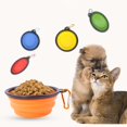 thumbnail image 4 of Comedero portátil plegable de silicona para perros, 2 en 1, dispensador para mascotas, para viajes al aire libre, para perros y gatos, con mosquetón, botella, recipiente para comida y agua, 4 of 5