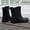 Black, variant on Women's Mid Calf Rain Boots Curved Wedge Waterproof Minimalist Slip On Gardening Commute Work Rain Boots for Women