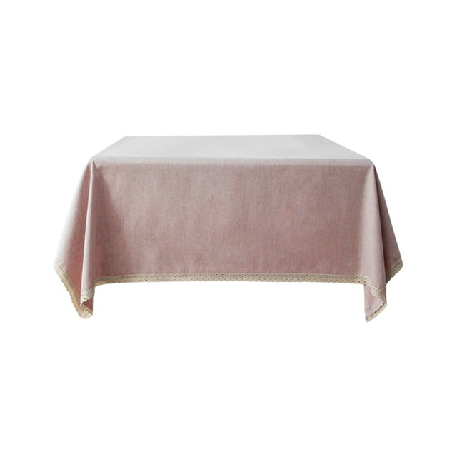 Maplenight Nappe Élégante en Coton et Lin 55x55 Pouces Carrée - Résistante aux Plis et au Rétrécissement, Nappes Lavables pour Décoration de Salle à Manger Intérieure et Extérieure - Housse de Table Basse de Cuisine de Style Ferme pour la Maison Rose