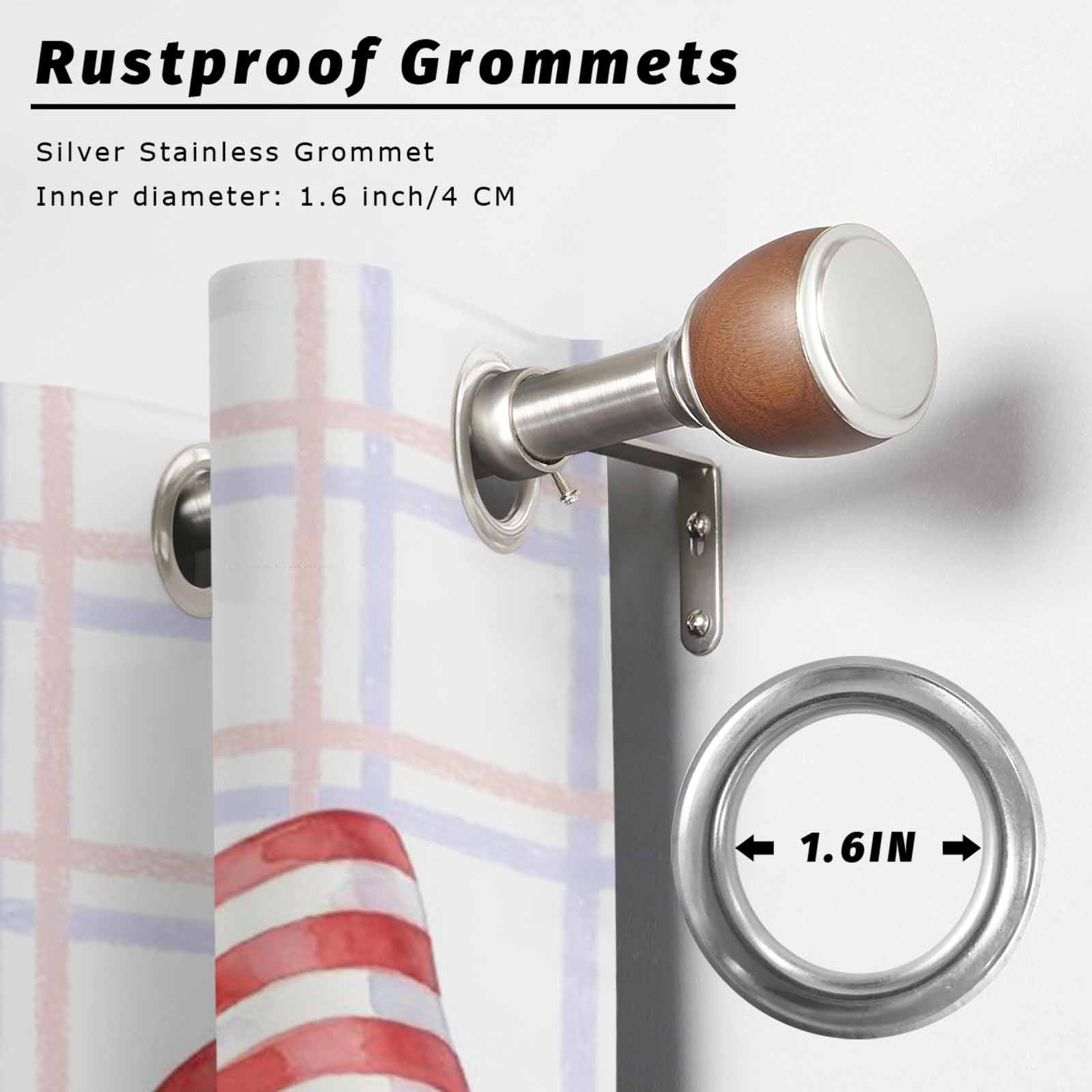 Independence Day Outdoor Curtains for Patio, Red Blue American Flag Bow Cherry Pink Purple Plaid Sunshade Privacy Drapes Grommet Waterproof Outside Curtains for Porch/Cabana/Balcony 54"x108", 2 Panel