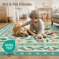 thumbnail image 4 of ODIKA 5'x7' Green Sage Botanical Floral Vine Courtyard Washable Area Rug Traditional Inspired Ornate Border Design for Dining Room, Under Table, Home Office, Non-Slip Chair-Friendly, 4 of 7
