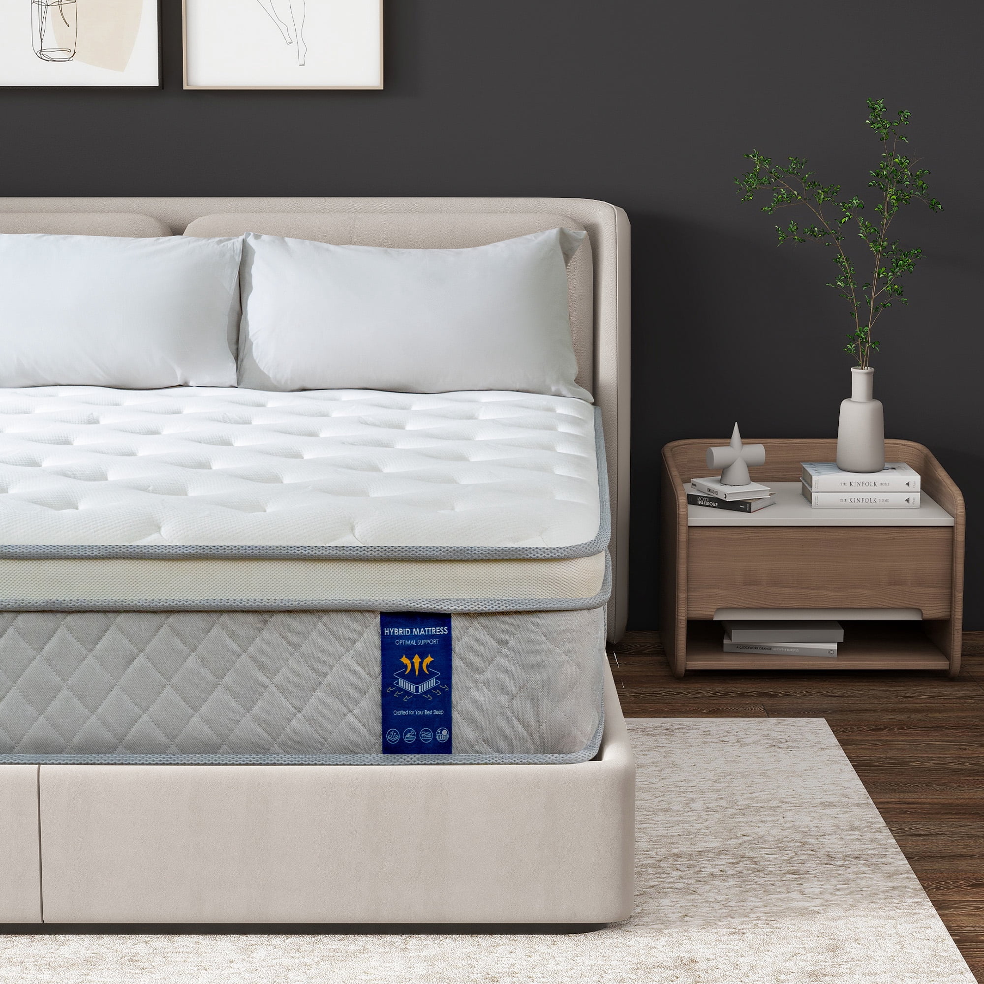 Queen Rose 12 Inch Queen Size Mattress, with Memory Foam, Medium Firm, Mattress in a Box