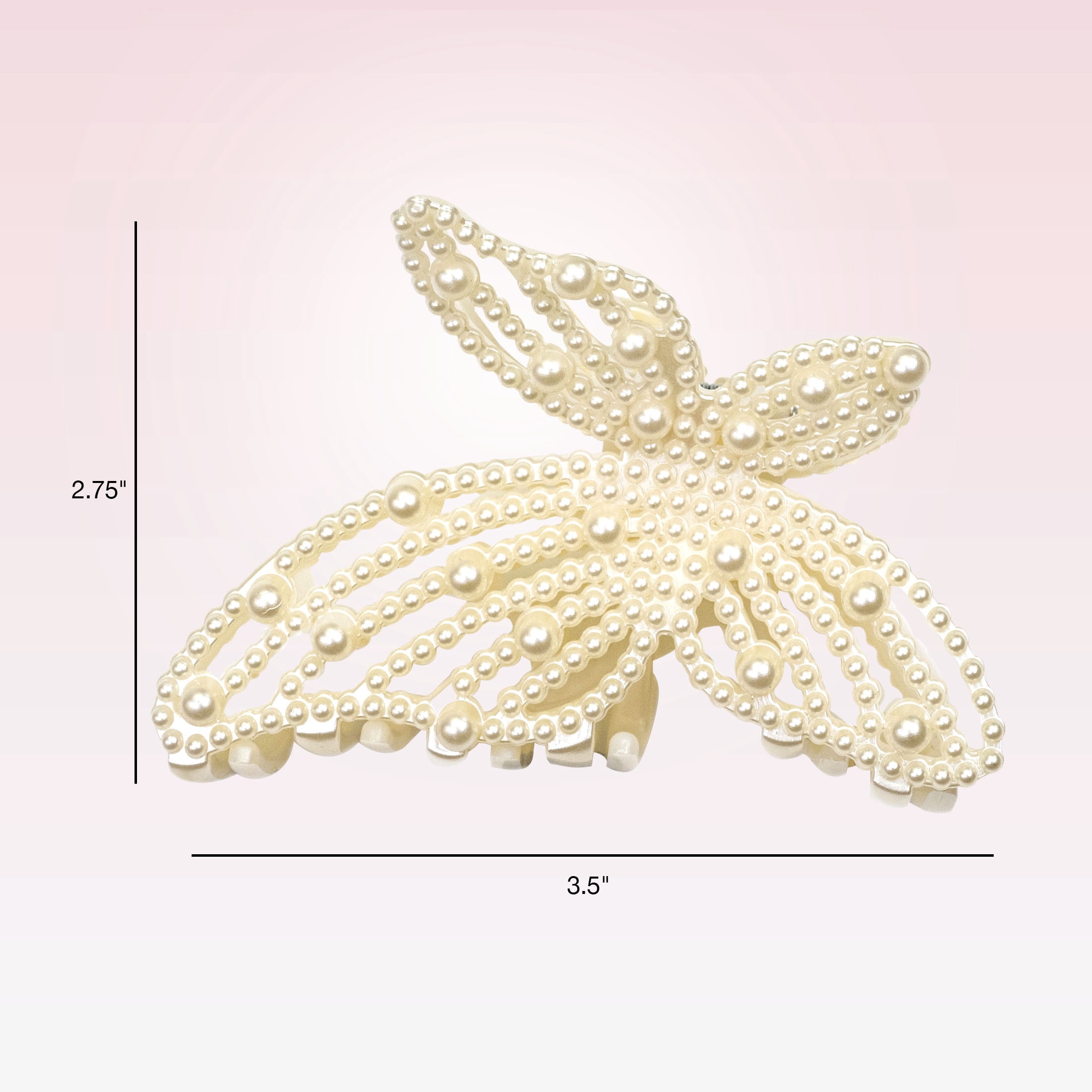(3 pack) Scunci Faux Pearl Butterfly Claw Clip, Pearl, 1 Count