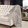thumbnail image 3 of Plush Fuzzy Faux Fur Luxury Snow Leopard Throw with Sherpa Back ch, Black and White Fluffy Furry Super Soft Thick Warm Heavy Throw Blankets for Sofa Couch Bed Chair Cover Home Décor Snow, 3 of 6