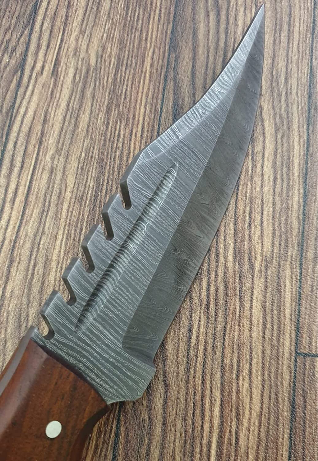 Poshland Custom Handmade DamascusTactical Knife, Steel. 10"