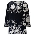 thumbnail image 4 of WZXFASHION T-Shirts Décontractés à Manches 3/4 pour Femmes, Col Rond, Coton, Liquidation, Manches Longues, 4 of 5