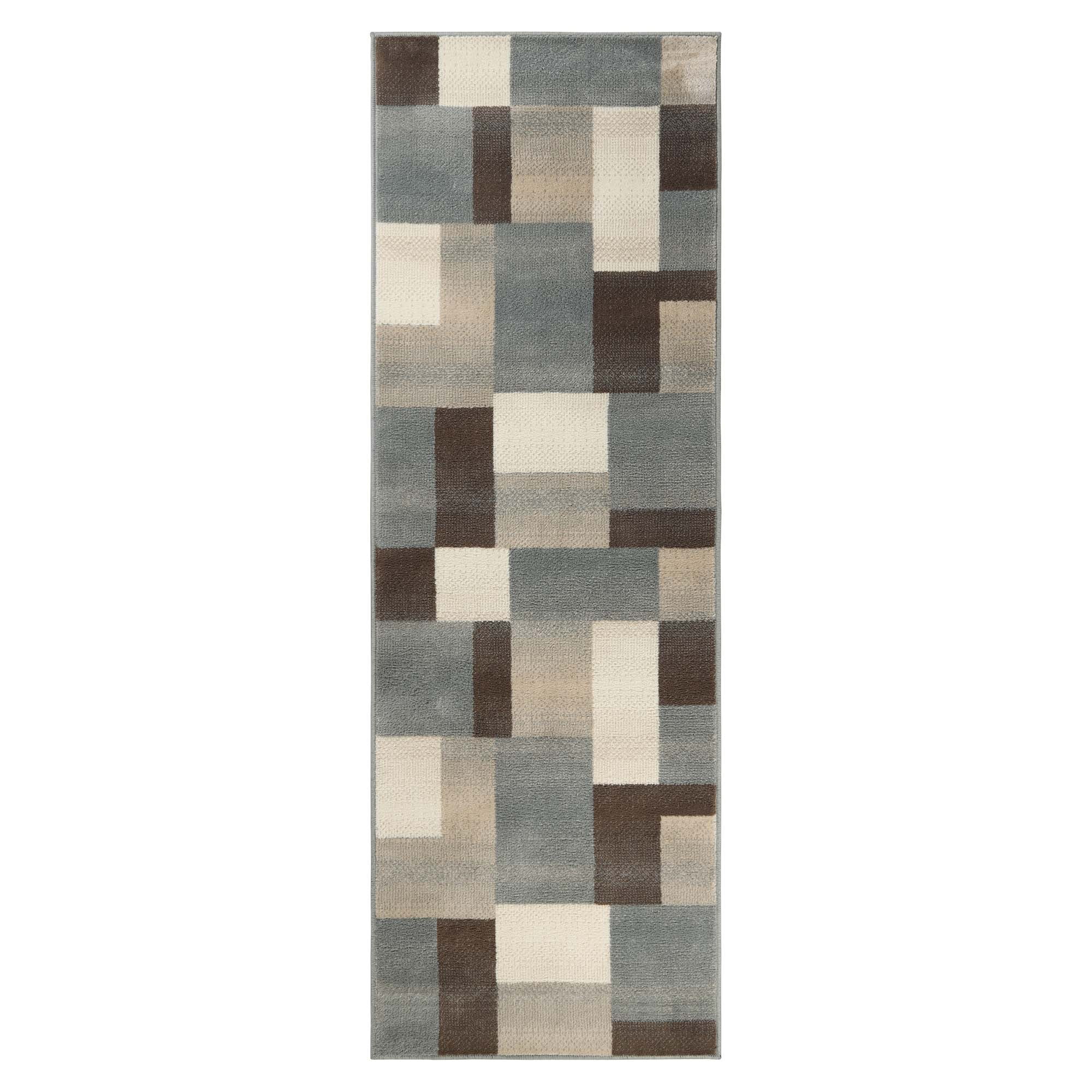 Superior Modern Geometric Fire Retardant and Anti-Static Indoor Runner Rug, 2'7"x8', Grey