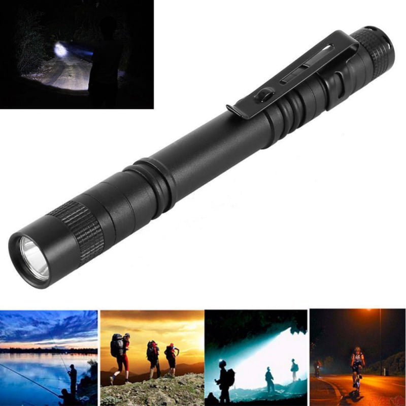 100x XPE-R3 LED Flashlight Clip Mini FlashLight Penlight Portable Pen Torch Lamp