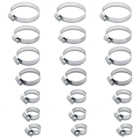 Hose Stem Clamp - Wideskall® 21 Pieces Worm Gear Hose Clamp Assortment Set Size 4.5