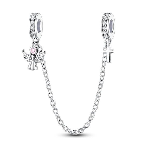 MULA 925 Sterling Silver DIY Charm Safety Chain fit Bracelet AAA CZ Guardian of Love for Women Jewelry Making