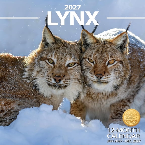 2027 Wall Calendar,lynx Hangable Monthly Planner Calendar For Animals Lovers