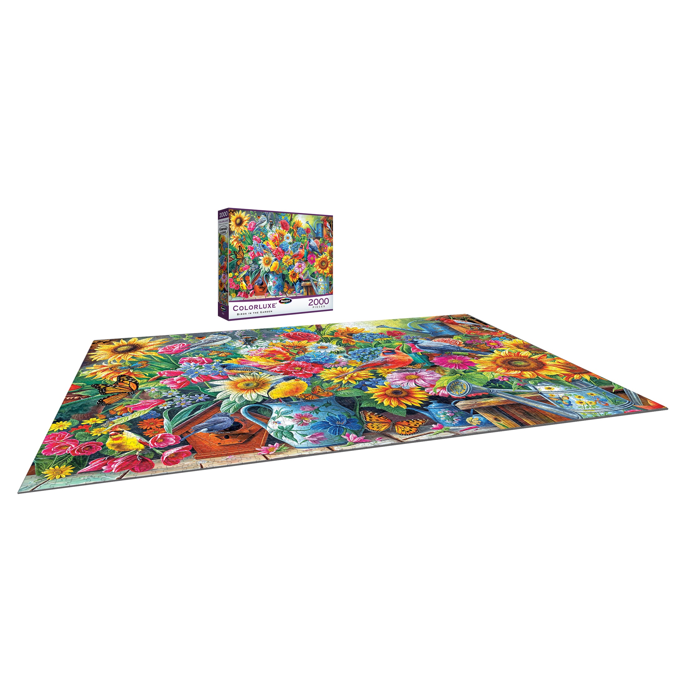 RoseArt Colorluxe 2000-Piece Birds in the Garden Adult Interlocking Jigsaw Puzzle