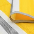 thumbnail image 6 of 6x9 Waterproof, Reversible Plastic Straw Outdoor Rugs for Patios | Also for Camping, RV, Deck, Porch, Balcony, Camp, Patio | Yellow, Stripes | Size: 5'11'' x 8'11'', 6 of 9