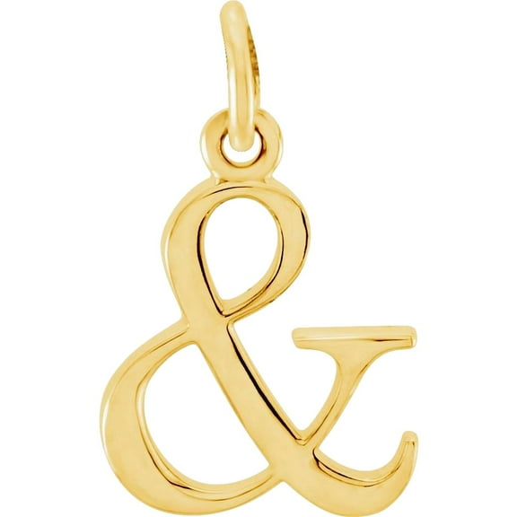 14k Yellow Gold and Polished Ampersand Pendant Necklace Pendant for Women - .3 Grams