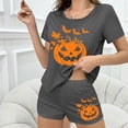 thumbnail image 6 of SOOMLON Womens Pajamas Shorts 2 Piece Comfy Lounge Sets Short Sleeve Shirts Halloween Pumpkin Print Sleepwear Set, 6 of 7