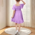 thumbnail image 6 of Summer Dresses for Girls Short Sleeve Girls Casual Dresses Smocked Embroidered Girls Beach Dress Girl Dresses Size 6-7 Years, 6 of 8