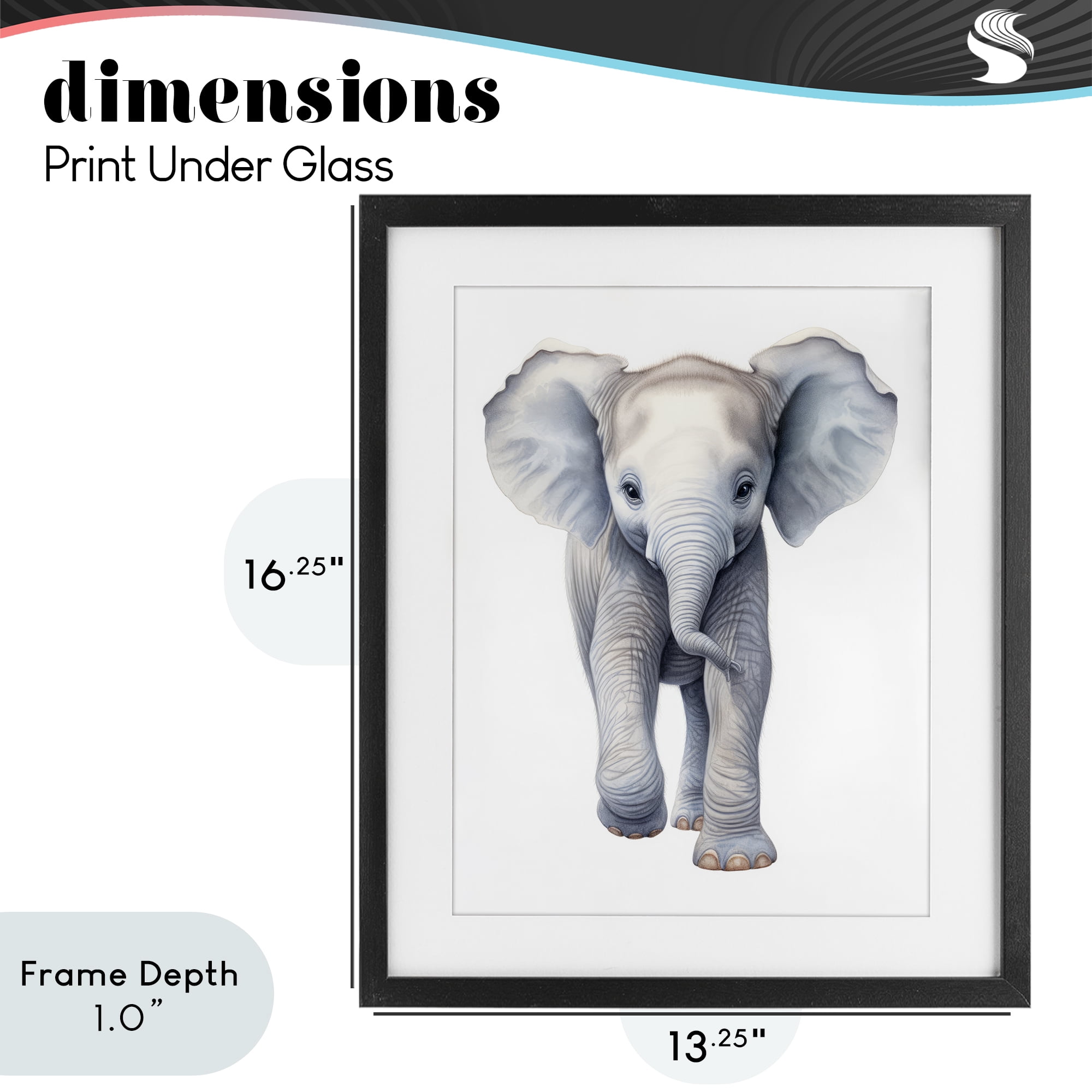 Stupell Industries Big Budding Pachyderm Black Framed Print Under Glass, design by Ray Powers