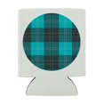 thumbnail image 2 of Plaid Turquoise Teal Gray Grey Pattern Can Cooler - Drink Sleeve Hugger Collapsible Insulator - Beverage Insulated Holder, 2 of 3
