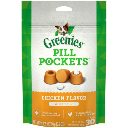 GREENIES PILL POCKETS Tablet Size Natural Dog Treats Chicken Flavor, 3.2 oz. Pack (30