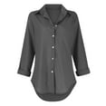 thumbnail image 3 of Mohiass Womens Button Down Shirts Long Sleeve Dressy Casual Blouses Button Up Collared Shirts Tops for Women Gray 5XL, 3 of 5