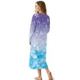 thumbnail image 2 of SEANATIVE Women's Long Sleeve Sleep Shirt Soft Full-Length Nightgown Button Front Housecoat Elegant Pajama Dress for Travel Home, XL, Snowflake Mermaid Scale Print Violet Blue, 2 of 7