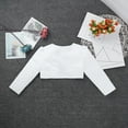 thumbnail image 4 of Rswnyirn Kids Wedding Flower Girls Dress Cardigan Bolero Shrug Ball Gowns Cover Up White 9-10, 4 of 7