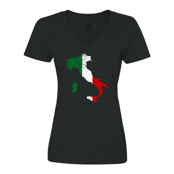 Inktastic Italian Map Flag Women's V-Neck T-Shirt