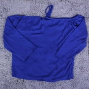 New Womens Chiffon Off Shoulder Tops Sleeved T-shirt Casual Haletneck Blouse blue M