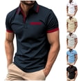 thumbnail image 7 of Lovskoo 2024 Summer Short Sleeve Shirts for Men Button Front Lapel Collared Turn-Down Collar Top Solid Color Sports Top Shirt Black L, 7 of 7
