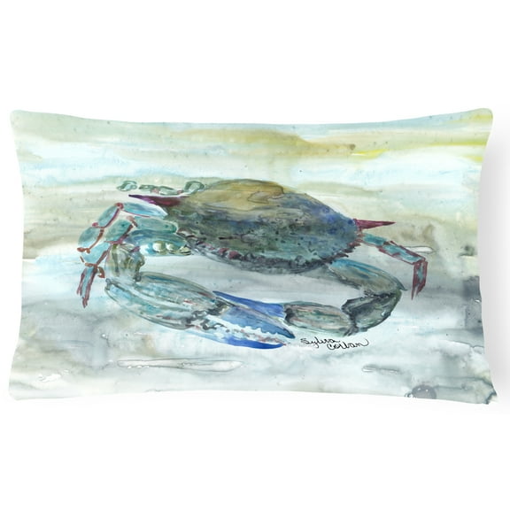 Blue Crab Watercolor Canvas Fabric Decorative Pillow