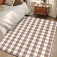 thumbnail image 5 of 2.7x5 Washable Area Rug, Brown White Non-Slip Rectangle Rug for Bedroom Bedside, Grey Buffalo Plaid Texture Indoor Floor Mat for Home Decor, 5 of 9