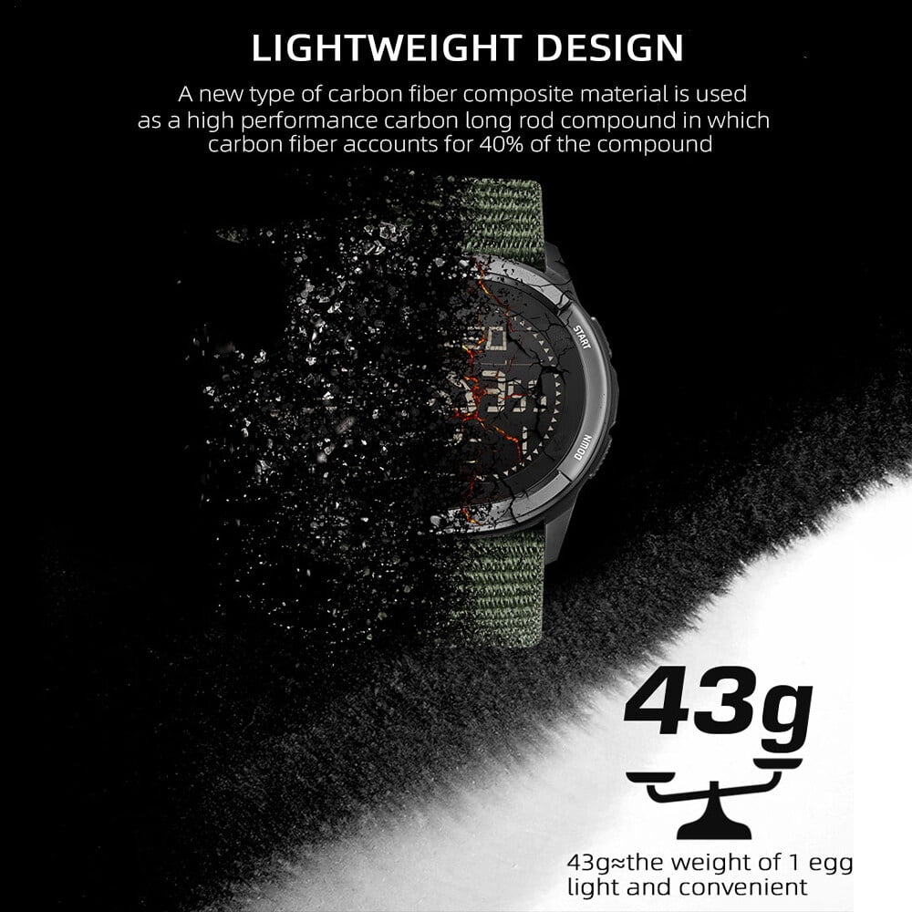 Digital Sports Smart Watch Ultra Thin Carbon Fiber Strap Waterproof Pedometer Function Outdoor GPS Watch