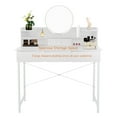 thumbnail image 2 of Modern Vanity Desk MDF Metal Dressing Table White Makeup Table with 3-Drawers Writing Desk, Bedside Table for Storing Cosmetics, Beauty Supplies, Books(39.4*15.7*49.4inch), 2 of 22