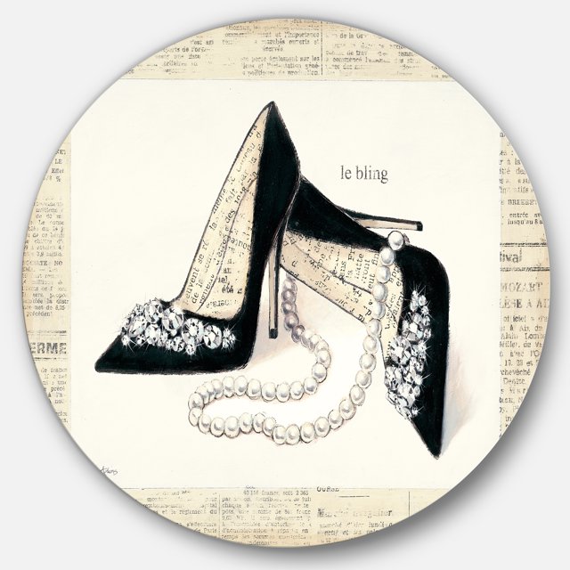 Designart 'Chic Galm Closet I' Glam Metal Circle Wall Art