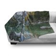 thumbnail image 3 of Nature Soft Flannel Fleece Blanket, Autumn Landscape with Faded Trees and Mountains Pure Reflection in Water Dream Photo, Cozy Plush for Indoor and Outdoor Use, 50" x 70", Green Grey, by Ambesonne, 3 of 6