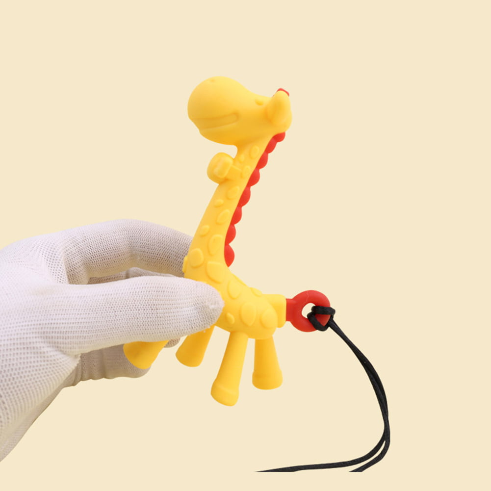 Cartoon Giraffe Infant Baby Teether Silicone Soother Teething Toy Pendant 