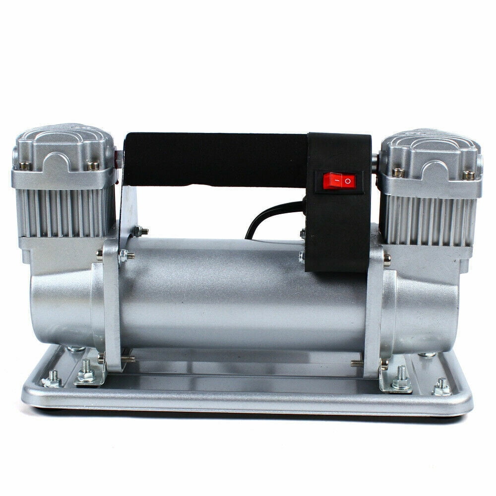 12V 480W Heavy Duty Metal Dual Cylinder Pump Air Compressor Tire Inflator
