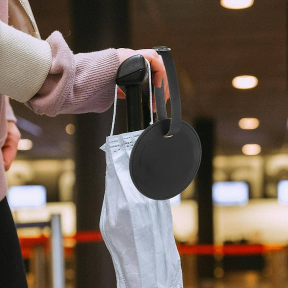 IDEANATEGRATE Black Luggage Tags Round Leather Boarding Luggage Tag 1Set For Cruise Ships Travel