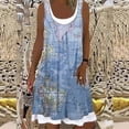 thumbnail image 2 of gakvbuo Summer Savings Clearance Dresses for women 2023 Summer Dresses For Women Casual Sexy Round-Neck Floral Printing Fake Two-Piece Dress Street Stylish, 2 of 8