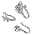 thumbnail image 1 of Anillos de nariz de flor Yuyangstore 3 piezas cristalina plata, 1 of 8