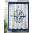 thumbnail image 3 of Blue Compass Nautical Waterproof Fabric Shower Curtain, Coastal Abstract Art Retro Shower Curtain for Bathroom Curtains Bathtubs Hotel Washable Shower Curtains with 12 Hooks Small 36x78in, 3 of 6
