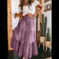 thumbnail image 4 of Vestido Bohemio para Mujer, con Cintura Alta, Volantes, Fluido, con Volantes Escalonados, Corte A, para Playa. Púrpura XL, 4 of 8